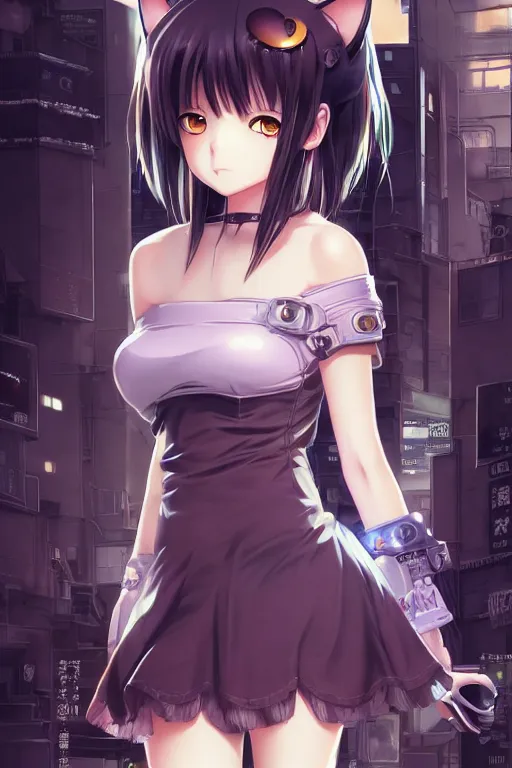 Prompt: nekopara fantastically detailed reflecting eyes modern anime style art cute detailed ears cat girl neko dress portrait shinkai makoto vibrant Studio ghibli kyoto animation hideaki anno Sakimichan Stanley Artgerm eiichiro oda Lau Rossdraws James Jean Marc Simonetti elegant highly detailed digital painting artstation pixiv cyberpunk