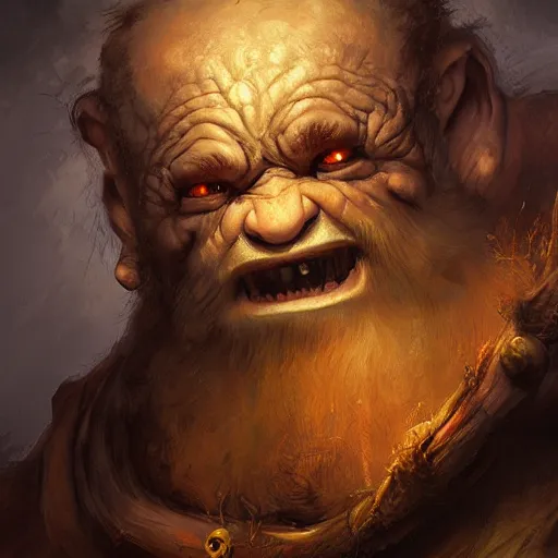 Prompt: a detailed portrait of a troll, by justin gerard and rembrandt, digital art, realistic painting, very detailed, fantasy, dnd, character design, trending on artstation