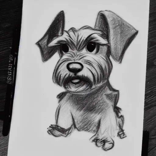 Image similar to milt kahl pencil sketch of mini schnauzer