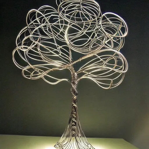 Prompt: futuristic contemporary wire tree, art deco, art nouveau, intricate, elaborate, highly detailed, dramatic lighting