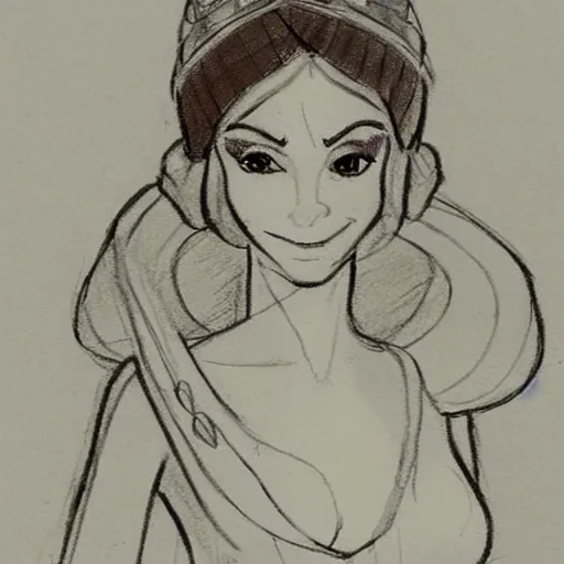 Image similar to milt kahl sketch of victoria justice as princess padme in star wars episode 3