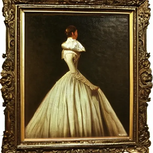 Image similar to A victorian woman, oil on canvas, painted by Caspar David Friedrich