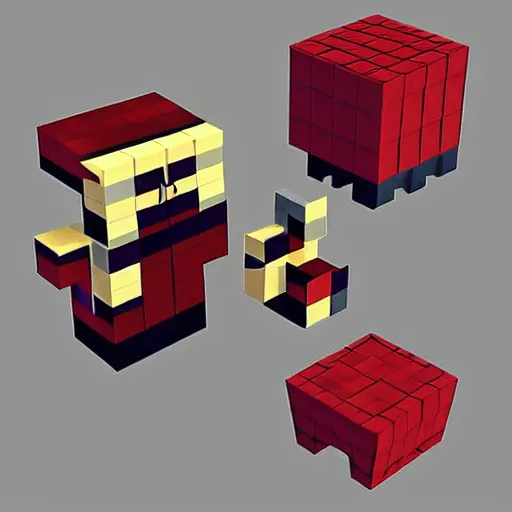 Image similar to walter white, cubes, voxels