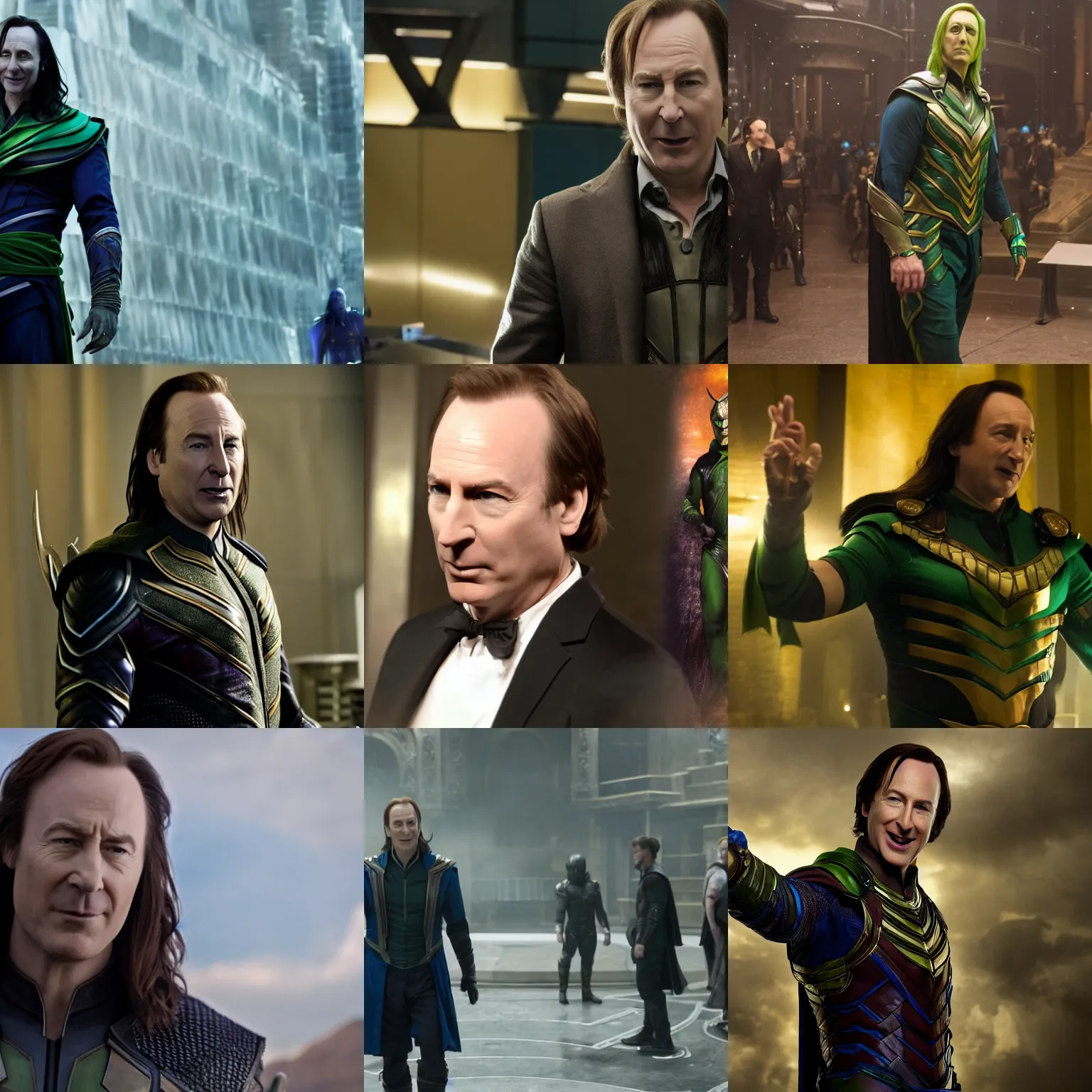 Prompt: bob odenkirk playing loki from the avengers, marvel, ultra detail, movie clip, realistic, 8 k