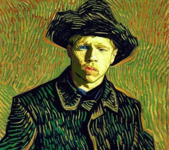 Image similar to portrait of tom odell by vincent van gogh