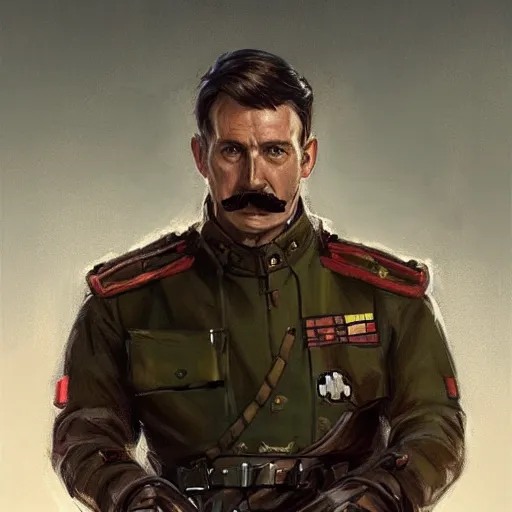 Image similar to portrait of a man by greg rutkowski, british features, short black hair in military style, moustache, perfect military composure, wearing imperial captain uniform, star wars expanded universe, he is about 4 0 years old, highly detailed portrait, digital painting, artstation, concept art, smooth, sharp foccus ilustration, artstation hq