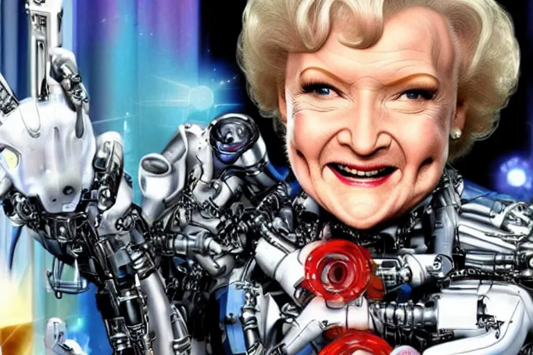 Prompt: cybernetic betty white