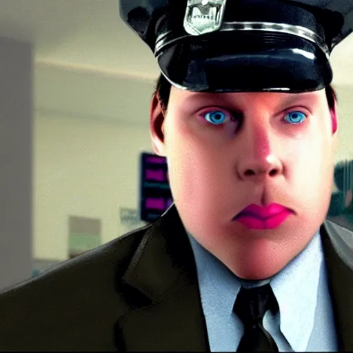 Image similar to Live Action Still of Jerma985 in Paul Blart: Mall Cop, real life, hyperrealistic, ultra realistic, realistic, highly detailed, epic, HD quality, 8k resolution, body and headshot, film still