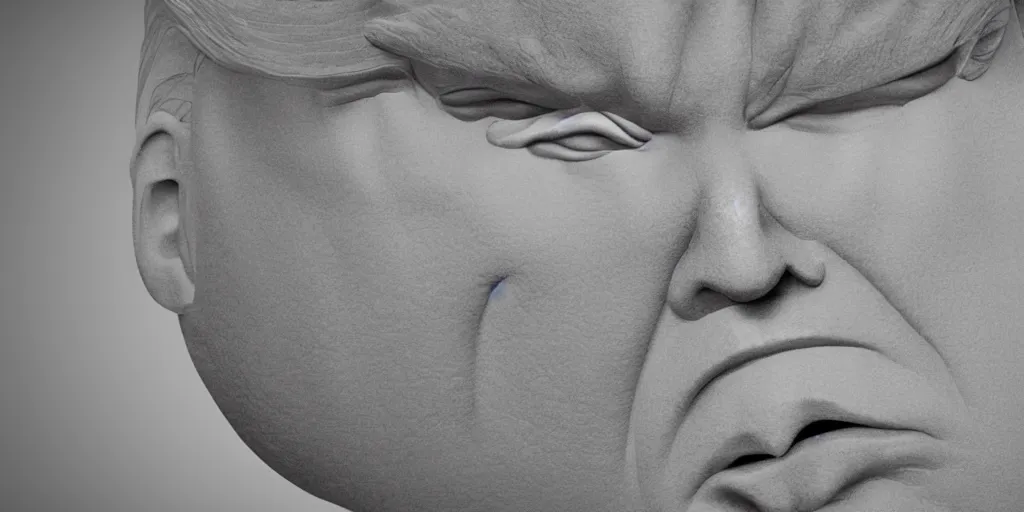 Image similar to donald trump dissected on to white cardboard, octane render