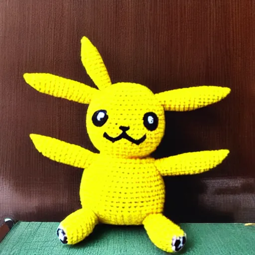 Image similar to crocheted plush toy of emo pikachu