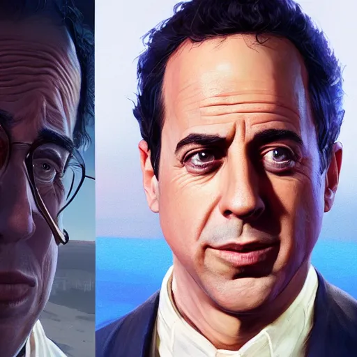 Prompt: highly detailed portrait, jerry seinfeld, in gta v, stephen bliss, unreal engine, fantasy art by greg rutkowski, loish, rhads, ferdinand knab, makoto shinkai and lois van baarle, ilya kuvshinov, rossdraws, tom bagshaw, global illumination, radiant light, detailed and intricate environment