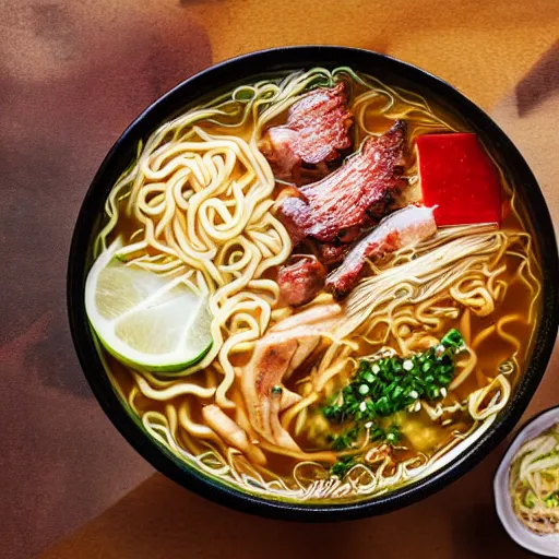 Prompt: league of legends style ramen. photography. food photoshoot. advertisment photography. 4 k. realistic.