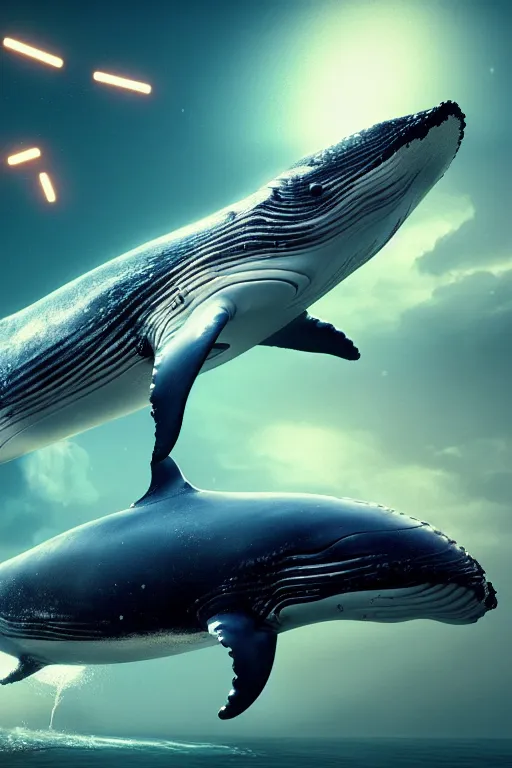 Prompt: cyborg Whale, ultra hd, Painting By Hieronymus Bosch, unreal 5, DAZ, hyperrealistic, octane render, dynamic lighting, intricate detail, summer vibrancy, cinematic