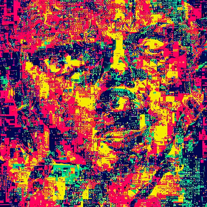 Image similar to stunning women in a epic dystopia , a pop art painting by Derek Gores, shutterstock contest winner, pop art, anaglyph effect, glitch art, anaglyph filter