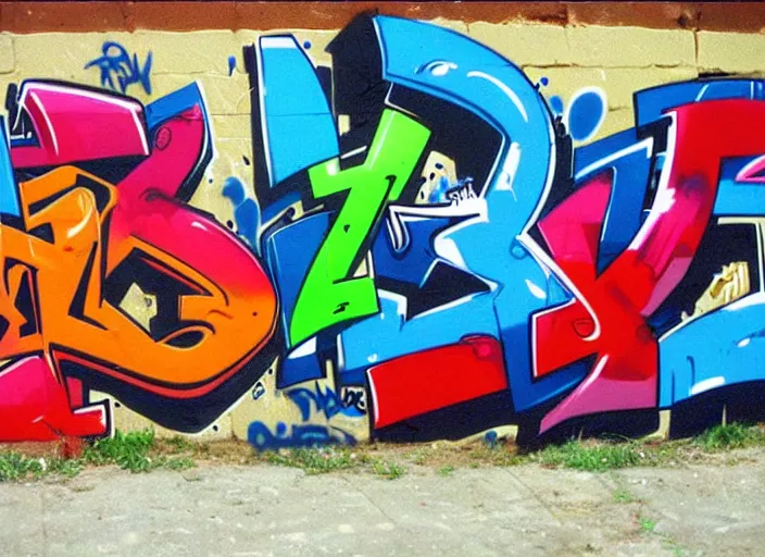 Image similar to graffiti, 1 9 9 9, cool, hiphop, colorful