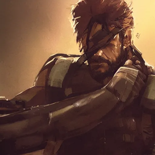 Image similar to Solid Snake Metal Gear Solid ,Greg rutkowski, Trending artstation, cinematográfica, digital Art