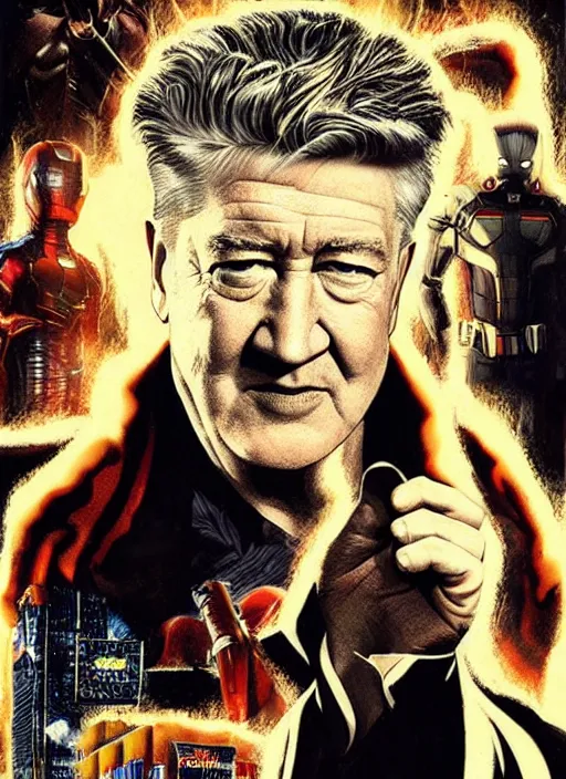 Prompt: david lynch in the marvel cinematic universe, official media, official poster artwork, highly detailed