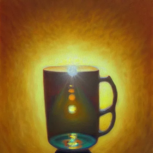 Prompt: a cup filled with light, oil painting, hyperdetailed, smooth