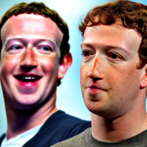 Image similar to mark zuckerberg with a frog on his shoulder