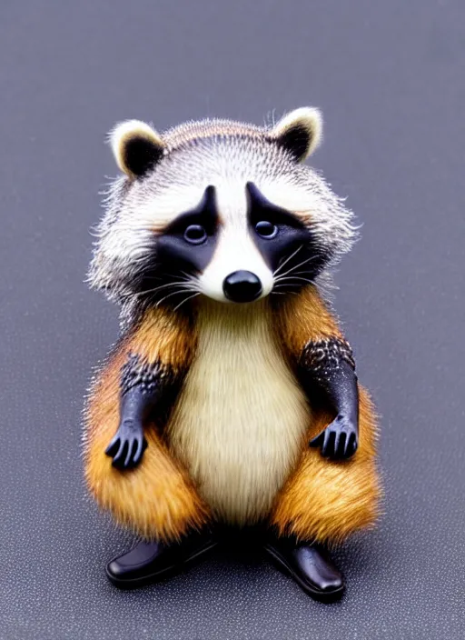 Image similar to 80mm resin detailed miniature of fluffy raccoon, Product Introduction Photos, 4K, Full body, simple background