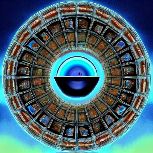 Image similar to a panopticon of the eye of sauron, digital art, detailed