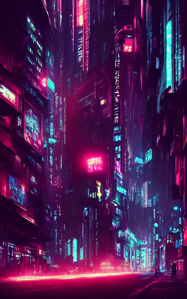 Prompt: concept art of a magnificent dark neon futuristic cyberpunk city bustling street at night cyberart by liam wong in the film akira rendered in octane, 3 d render, trending on cgsociety, blender 3 d