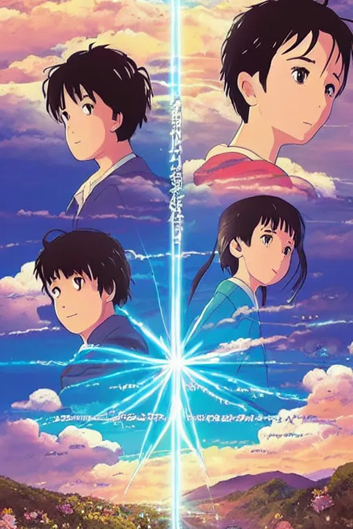 Prompt: “ a jacques kleynhans illustration of the your name movie poster ”