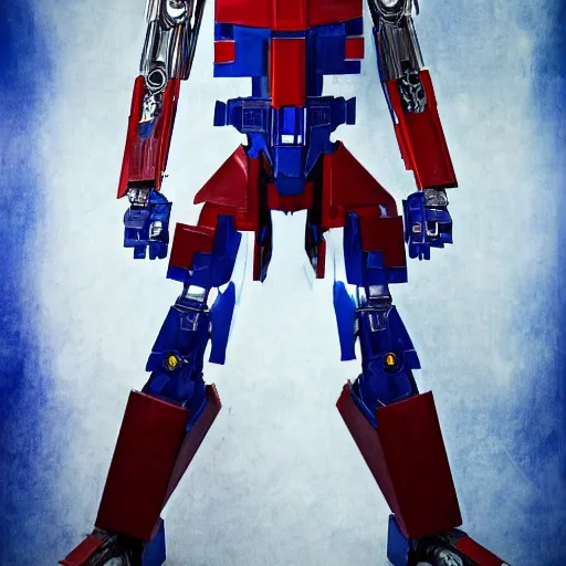 Image similar to A human version of Optimus Prime, 4k, self portrait