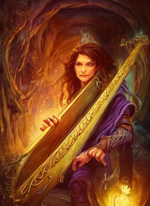 Prompt: bard playing the harp, ultra detailed fantasy, dndbeyond, bright, colourful, realistic, dnd character portrait, full body, pathfinder, pinterest, art by ralph horsley, dnd, rpg, lotr game design fanart by concept art, behance hd, artstation, deviantart, hdr render in unreal engine 5