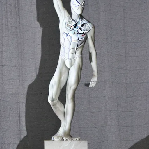 Prompt: spiderman greek marble statue, spiderman pose, marble statue, art gallery, white, statue, highly detailed