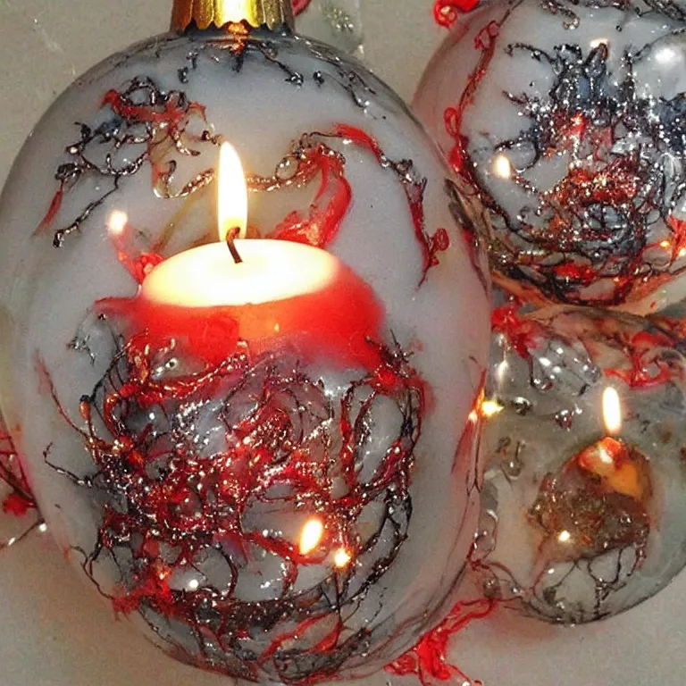 Prompt: burning candle ornaments, fantastic reality, fantastic art
