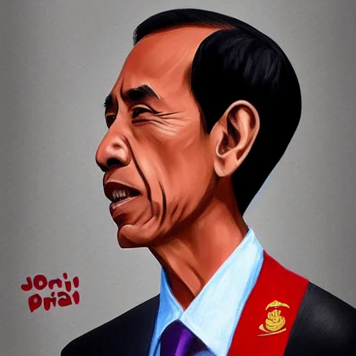 Image similar to jokowi portrait in child drawing style, behance,artstation