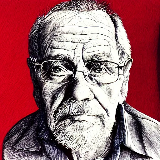 Prompt: “portrait of an old man ballpoint style”