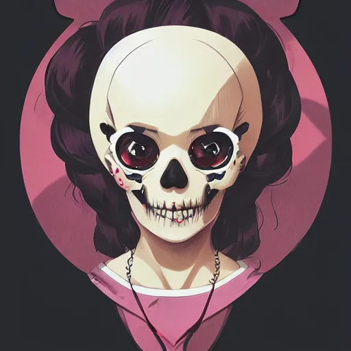 Prompt: anime skull portrait woman balloons, hello kitty, elegant, highly detailed, hard shadows and strong rim light, art by jc leyendecker and atey ghailan and sachin teng