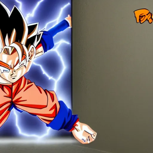 Image similar to Goku standing at the door menacingly