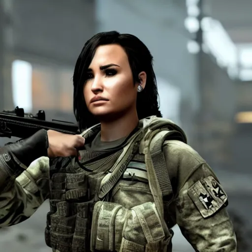 Prompt: Demi Lovato in Call of Duty, 4k
