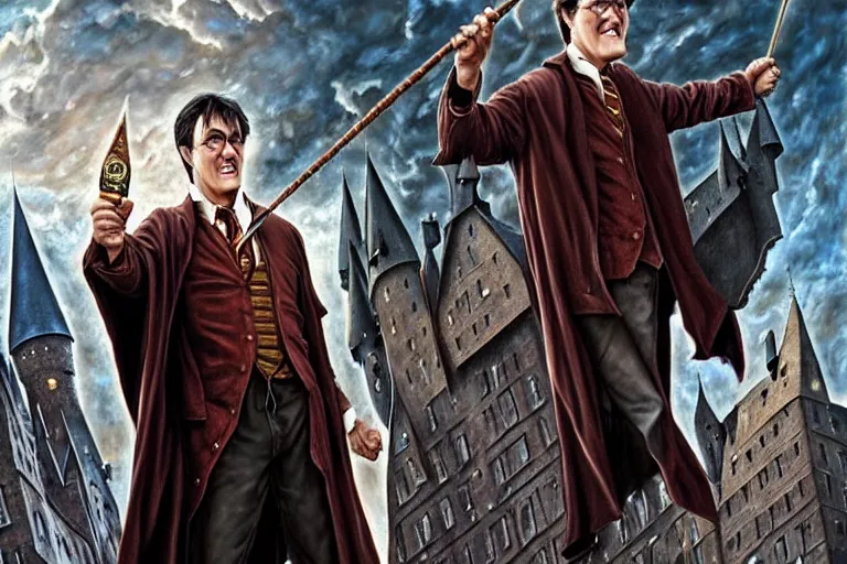 Prompt: bruce campbell as harry potter in “ harry potter and the philosopher's stone ” ( 2 0 0 1 ). oil painting elegant, highly detailed, centered, digital painting, artstation, concept art, smooth, sharp focus, illustration, artgerm, tomasz alen kopera, peter mohrbacher, donato giancola, joseph christian leyendecker