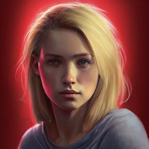 Image similar to portrait of a half blonde woman half pig with red shirt ,digital art,photorealistoc,art by greg rutkowski,hyperdetailed,western comic style,comic,comic style,sharp lineart,professional lighting,deviantart,artstation,trevor henderson,rossdtaws,cinematic,dramatic