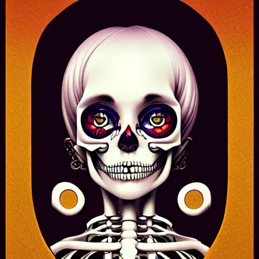 Image similar to anime manga skull portrait young woman skeleton, miffy, unreal engine, intricate, elegant, highly detailed, digital art, art by JC Leyendecker and sachin teng