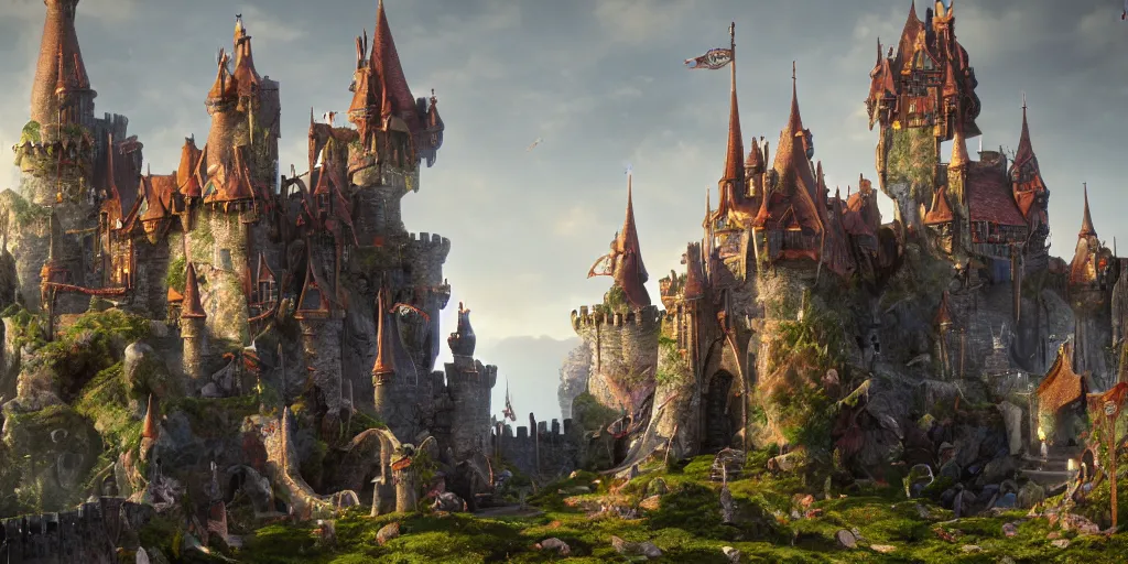 Image similar to a fantasy castle, extremely detailed, Behrens style, unreal 5 render, fantasy digital art, octane render, beautiful composition, trending on artstation, award-winning photograph, masterpiece