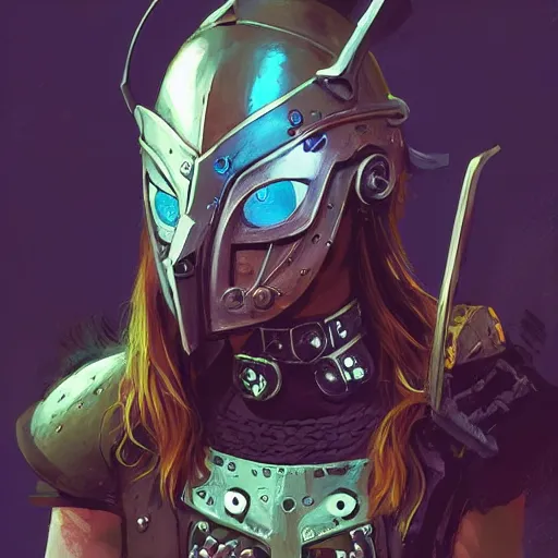 Image similar to cyberpunk viking helmet mask warrior goddess robot ninja fantasy, art gta 5 cover, official fanart behance hd artstation by jesper ejsing, by rhads, makoto shinkai and lois van baarle, ilya kuvshinov, ossdraws