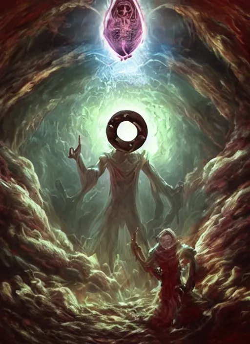 Image similar to a necromancer opening a portal to another universe