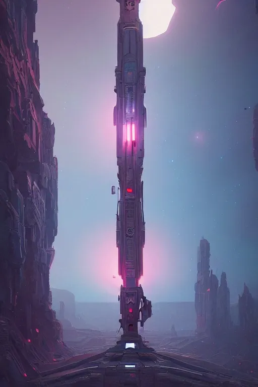 Prompt: ancient space sentinel . intricate artwork by beeple. third person, beautiful, full view, cinematic lighting, octane render, trending on artstation, greg rutkowski very coherent symmetrical artwork. cinematic, hyper realism, high detail, octane render, 8k