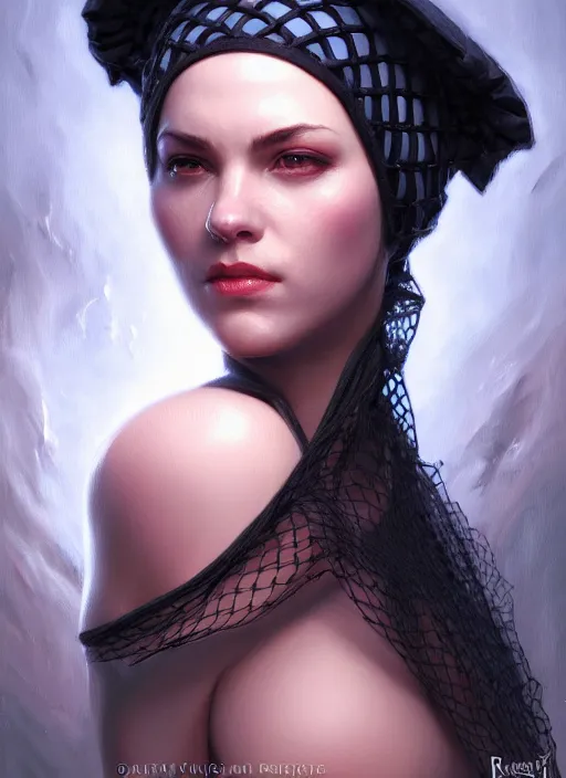 Image similar to a _ fantasy _ style _ portrait _ painting _ of widow black net bonnet, oil _ painting _ unreal _ 5 _ daz. _ rpg _ portrait _ extremely _ detailed _ artgerm _ greg _ rutkowski _ greg