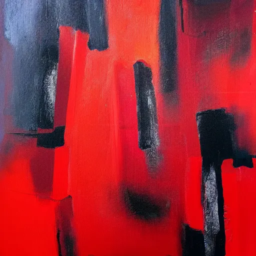 Prompt: acrylic abstract painting on canvas using primary red paint