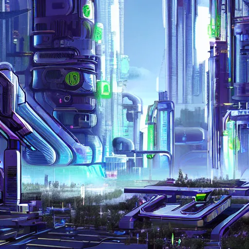 Image similar to cyberpunk future powerplants