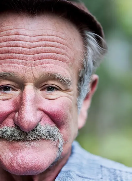 Prompt: DSLR photo portrait still of 71 year old age 71 Robin Williams at age 71!!!, 85mm f1.8