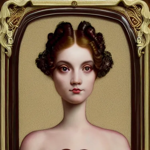 Image similar to a 3 d realistic image of a stunning women looking at the camera mark ryden, rococo, art nouveau, pop 3 d 8 k ultra detailed