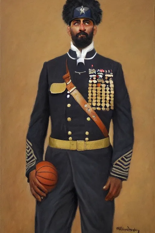 Prompt: full body portrait of the dictator of the san antonio spurs, 1 8 8 9, in full military garb, oil on canvas by william sidney mount, trending on artstation