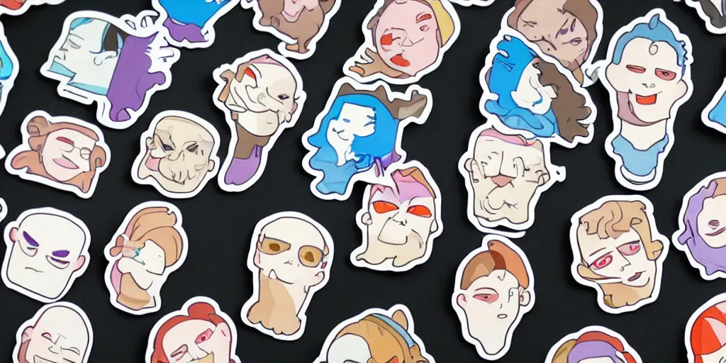 Prompt: stickers with heads